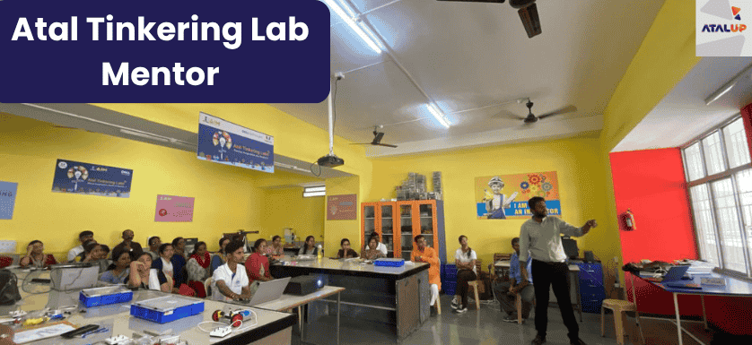 An image showing Atal Tinkering Lab Mentor guiding ATL teachers